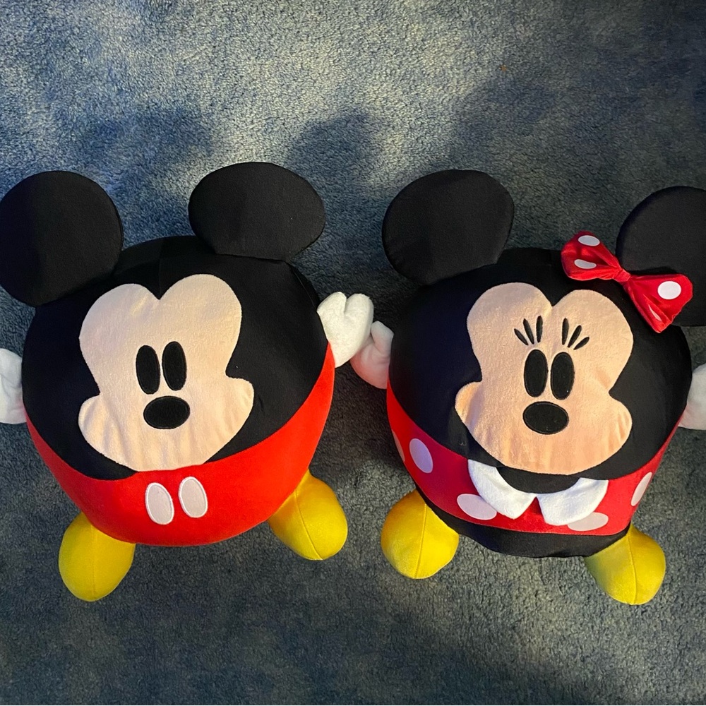 Disney Mickey and Minnie 12” round stuffed plush toys